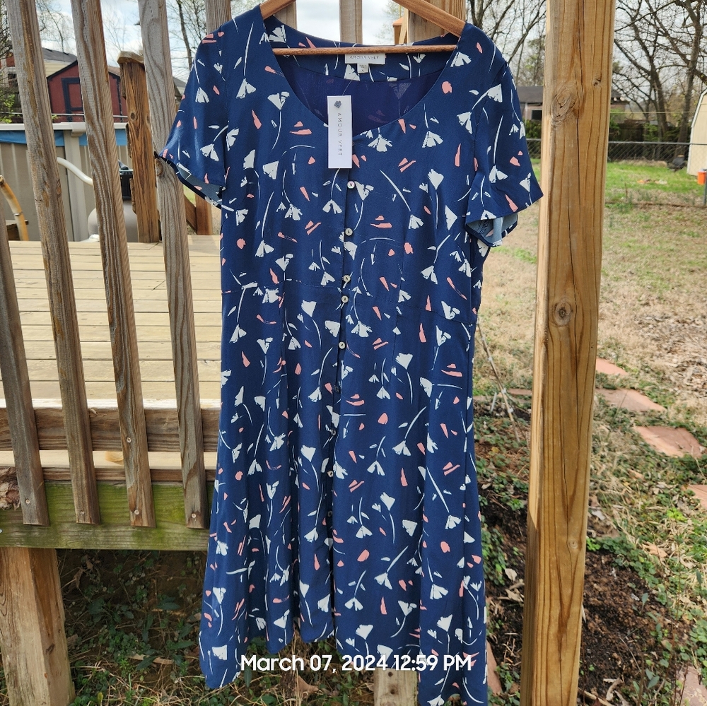 Amour Verte fit and flair button dress